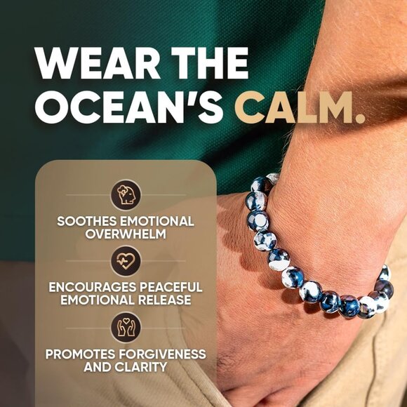 Healing & Calm Natural Orca Agate Bracelets for Women & Men, Stress Relief & Emo - Picture 2 of 7